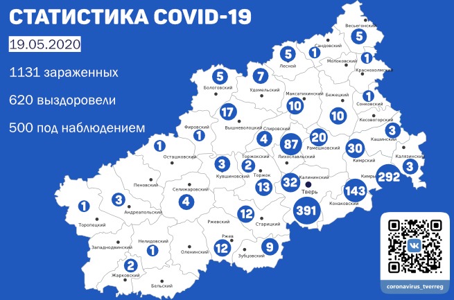 Стала известна сводка на 19 мая по коронавирусу в Тверской области