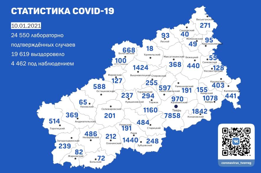 В Тверской области обновилась сводка по COVID-19 на 10 января