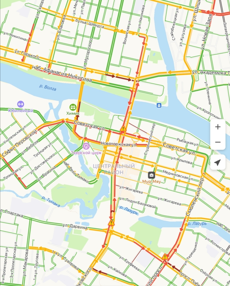 Пробки в твери онлайн карта смотреть